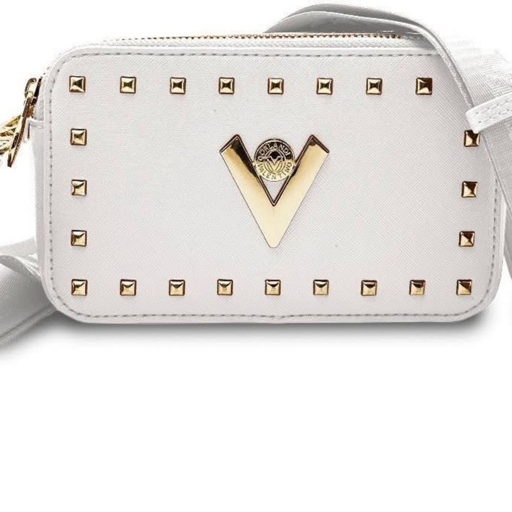 Valentino Orlandi Elegant White and Gold Crossbody
